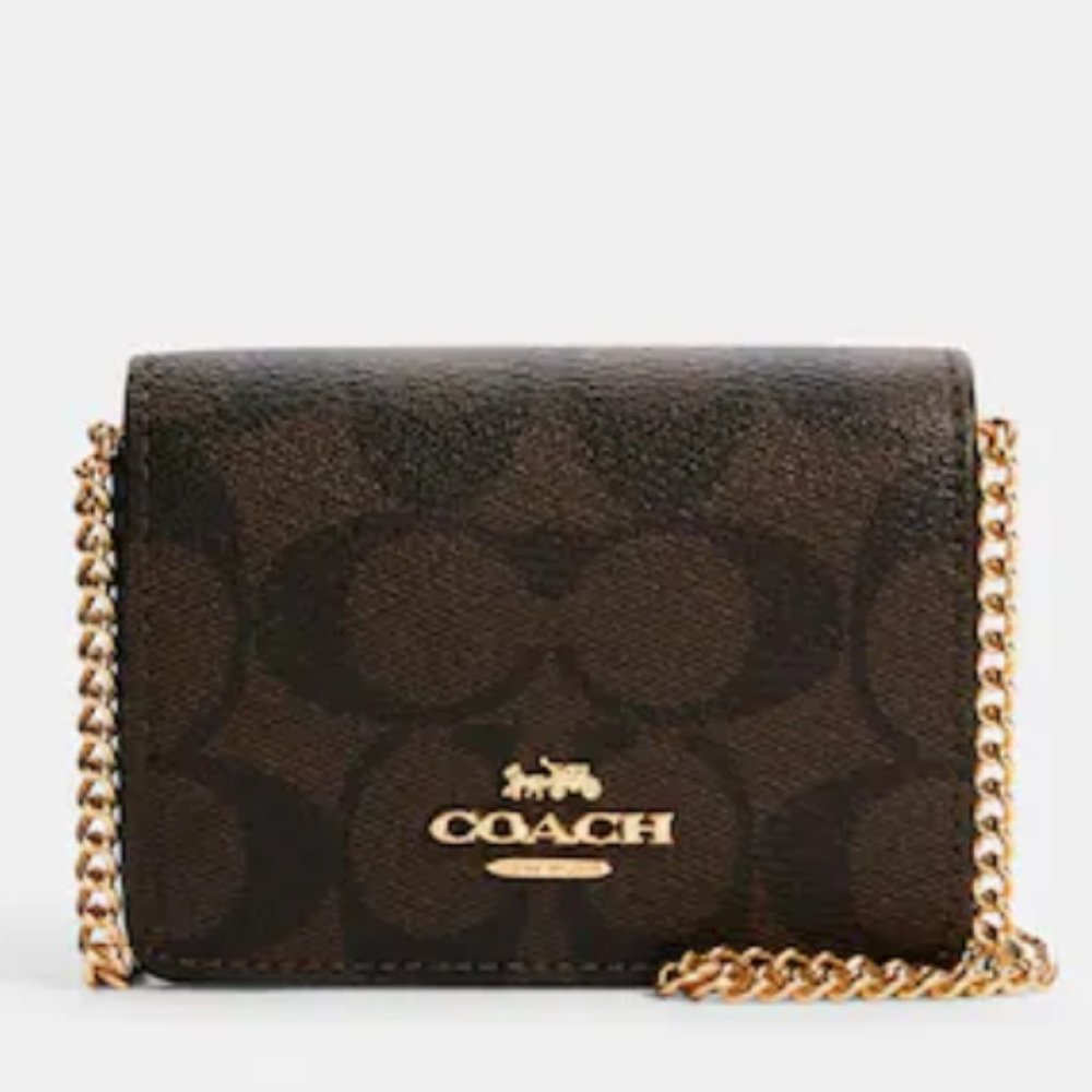 Coach - Signature Canvas Mini Wallet With Chain (NWT)